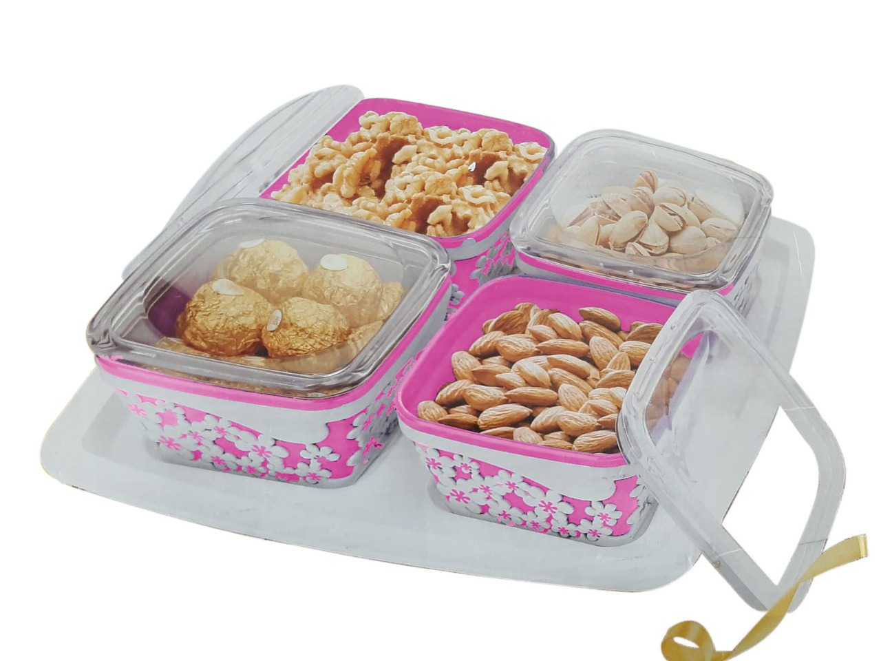 Joyo Daisy Dream 4 Pcs Dry Fruit Container With Tray Set