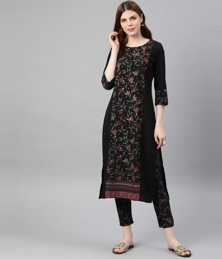 ZiyAA  Women Kurta and Pant Set Crepe