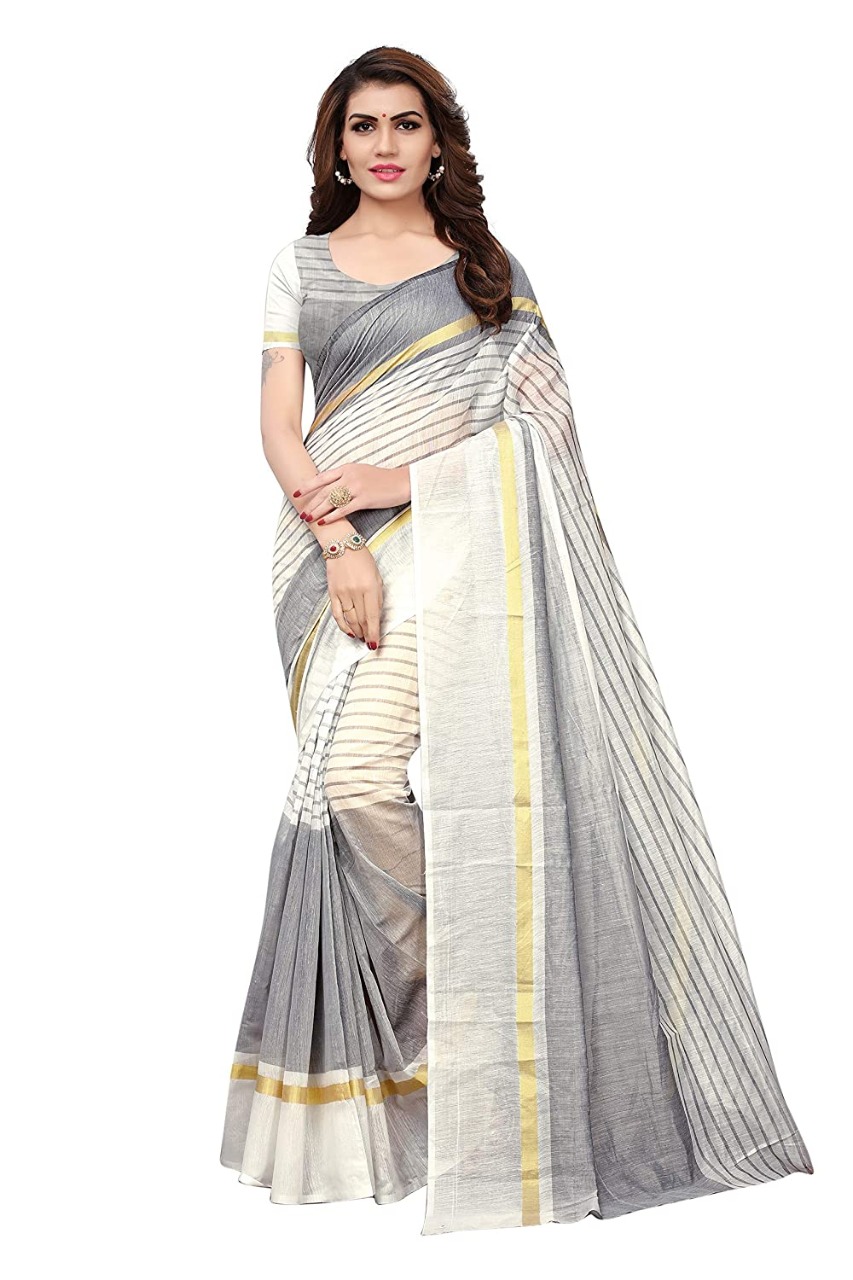 GoSriKi Synthetic Cotton Saree with Blouse