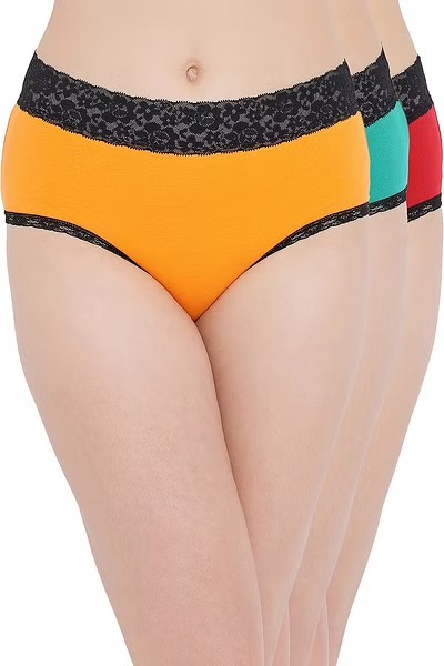 Clovia Pack of 3 Cotton Mid Waist Hipster Panties