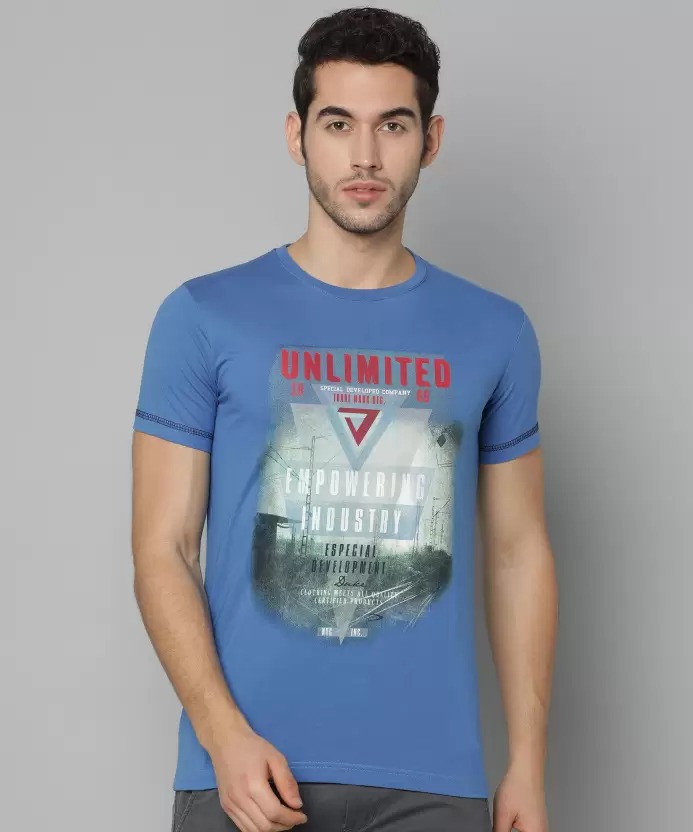 DUKE  Printed Men Round Neck Blue T-Shirt