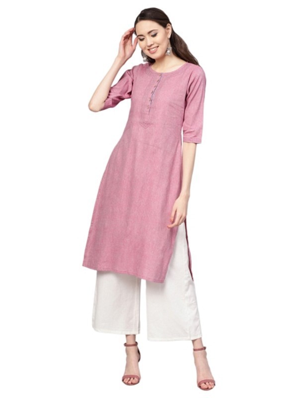 Myshka Pink Printed Cotton Kurti