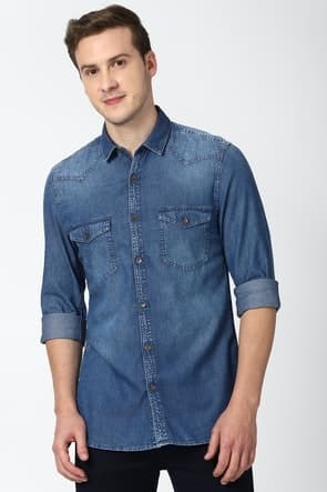 PETER ENGLAND CASUAL Navy Solid Shirt