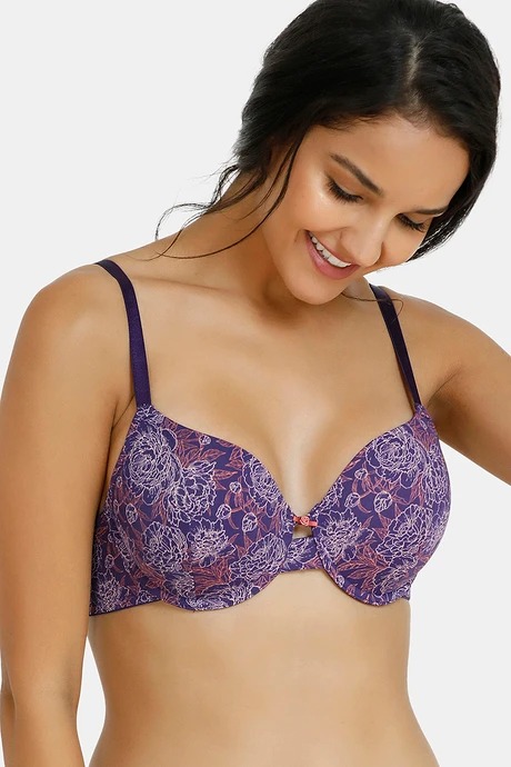 Zivame Twilight Bloom Padded Wired 3/4th Coverage T-Shirt Bra