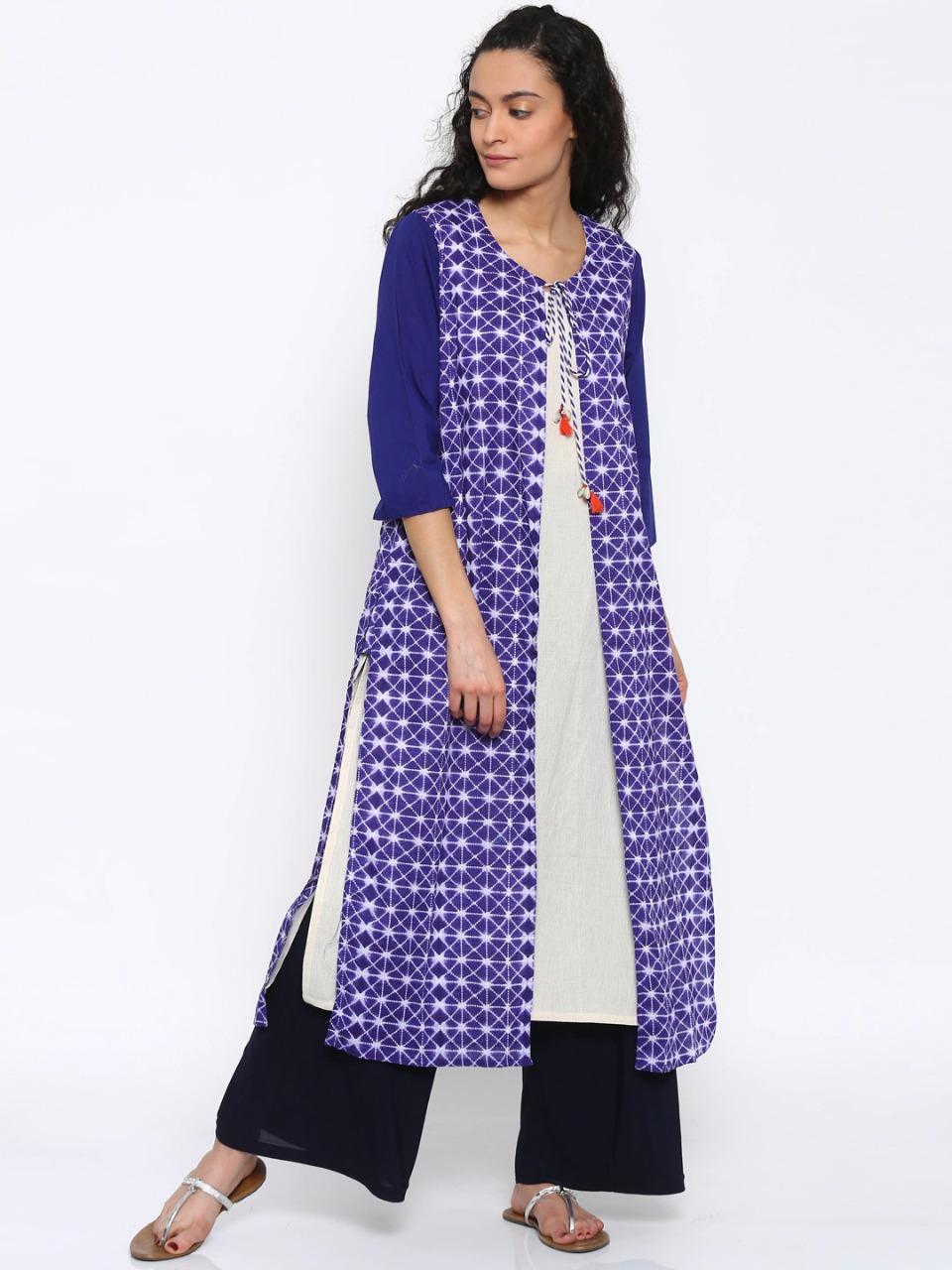 RANGMANCH Women Blue Printed A-Line Kurta