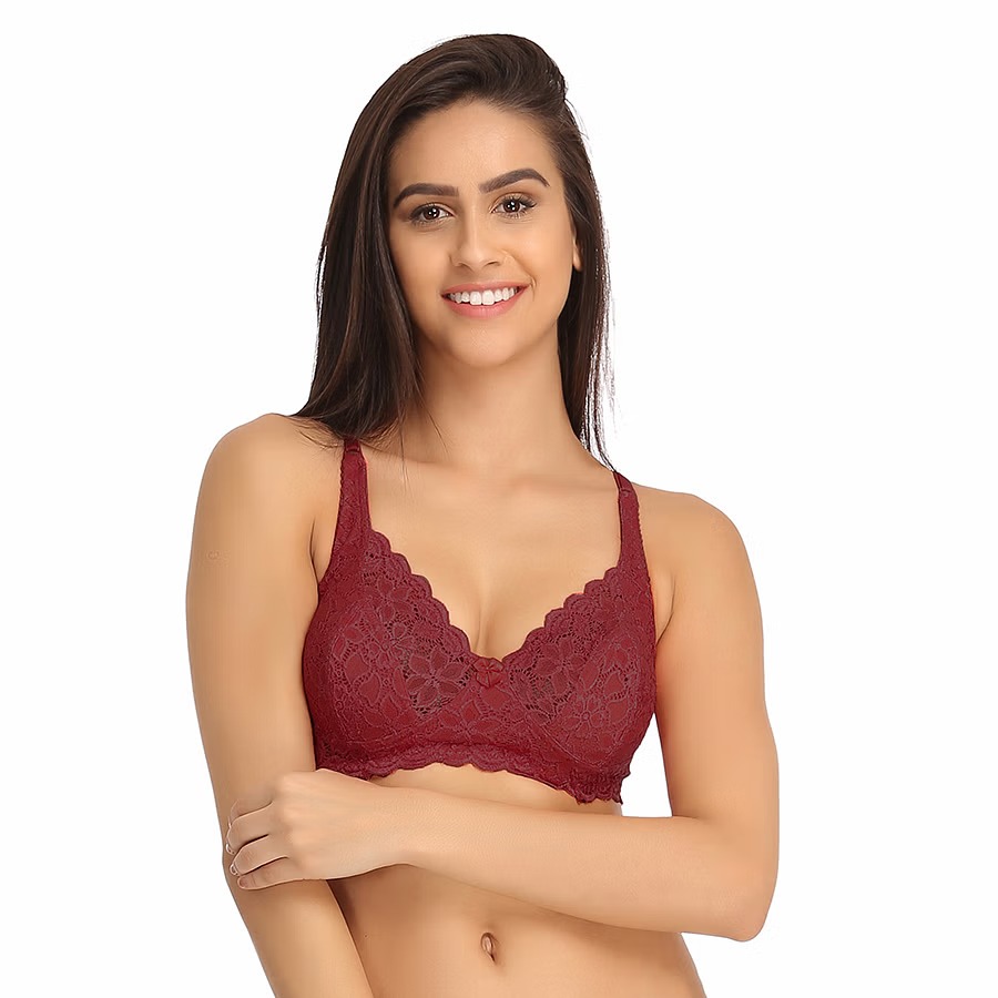 Clovia Lace Non-Padded Wirefree Full Cup Bridal Bra