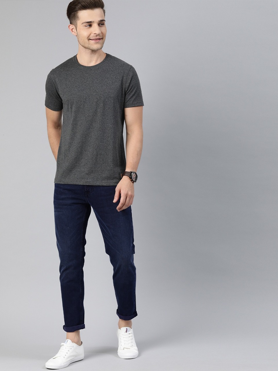 Mast & Harbour Men Slim Fit Mid-Rise Clean Look Stretchable Jeans