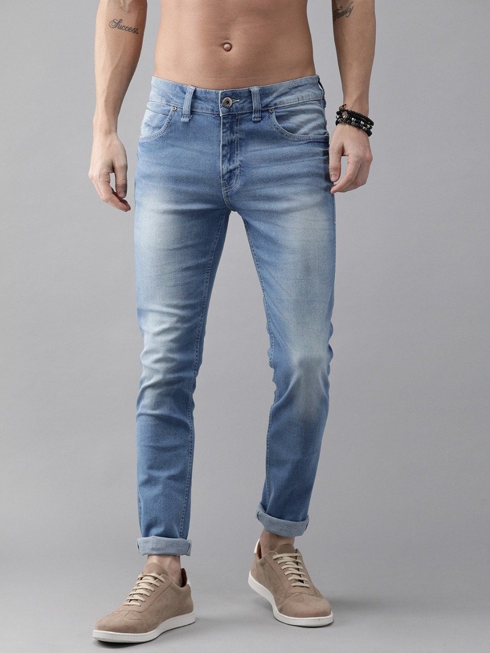 Roadster Men Skinny Fit Mid-Rise Clean Look Stretchable Reduced Water Jeans