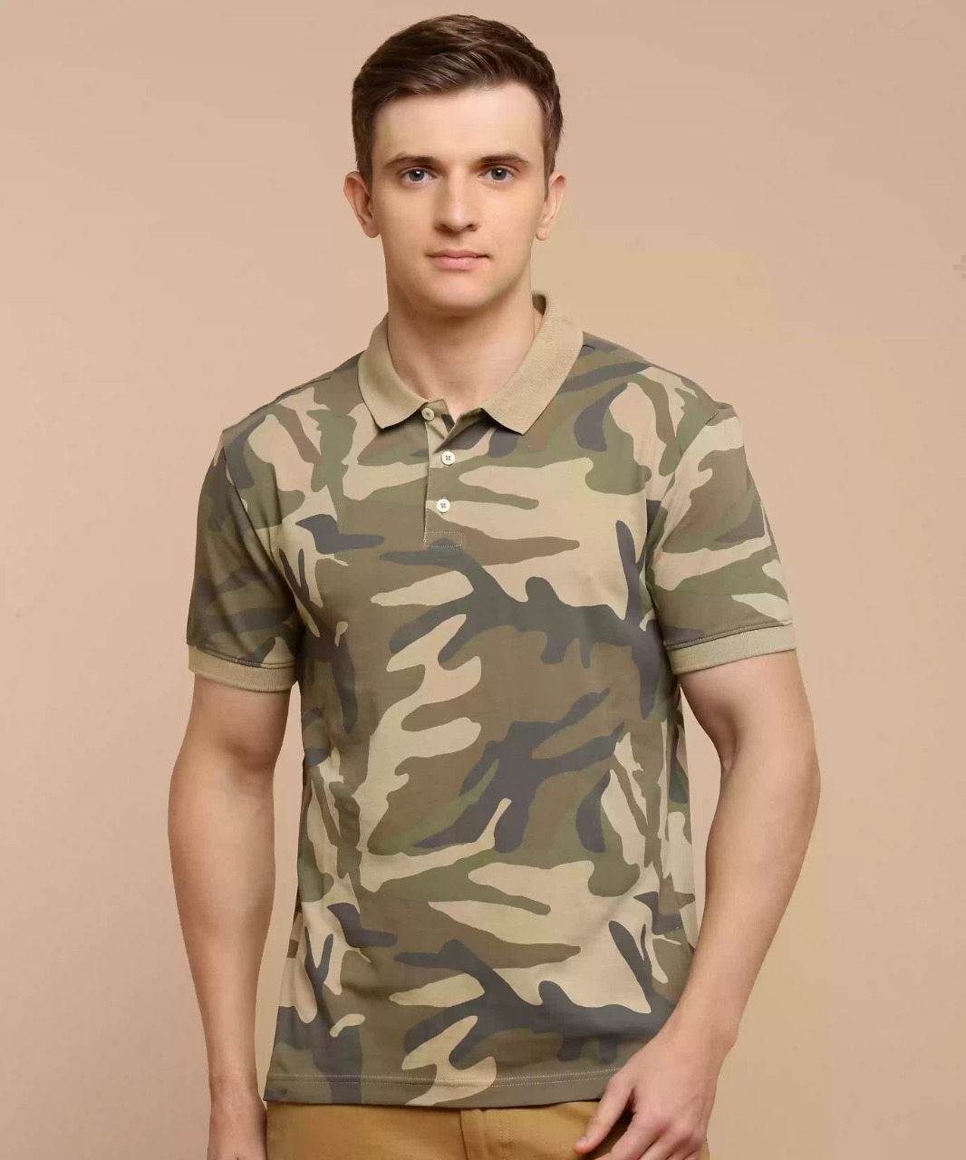 Denizen From Levis Military Camouflage Men Polo Neck T-Shirt