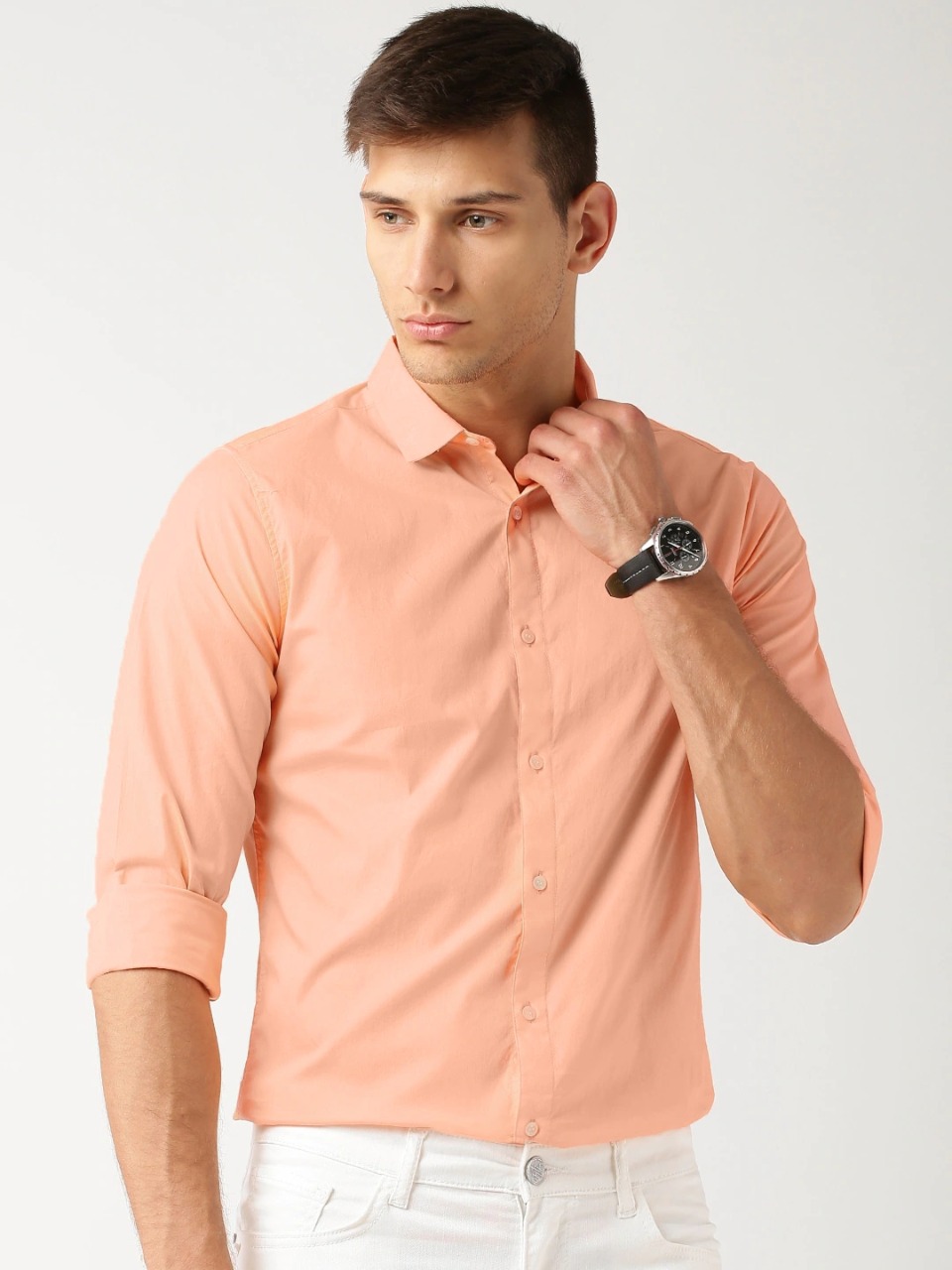 ether Men Coloured Slim Fit Antimicrobial Cotton Stretch Shirt