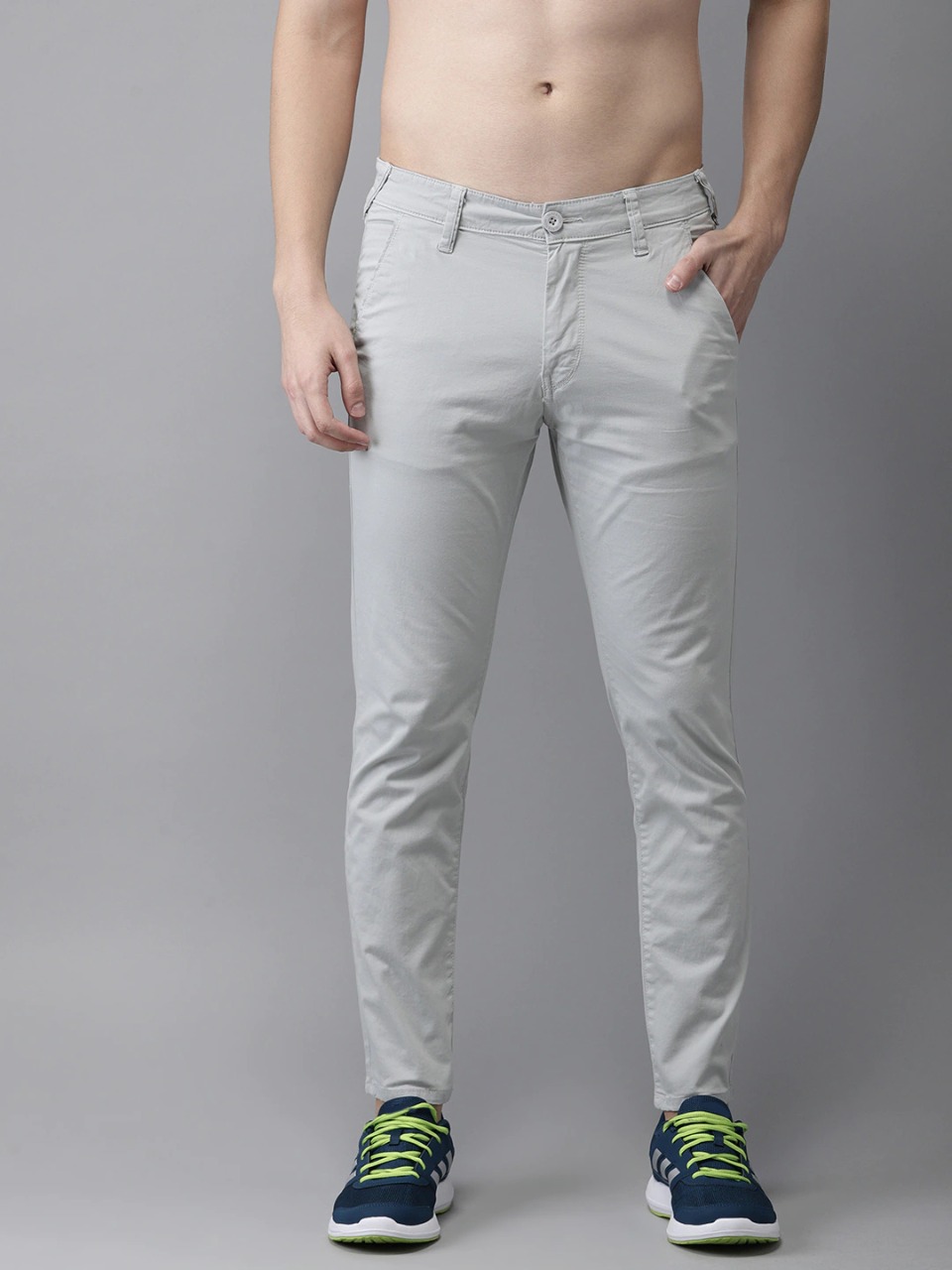 HERE&NOW Men Grey Slim Fit Chinos