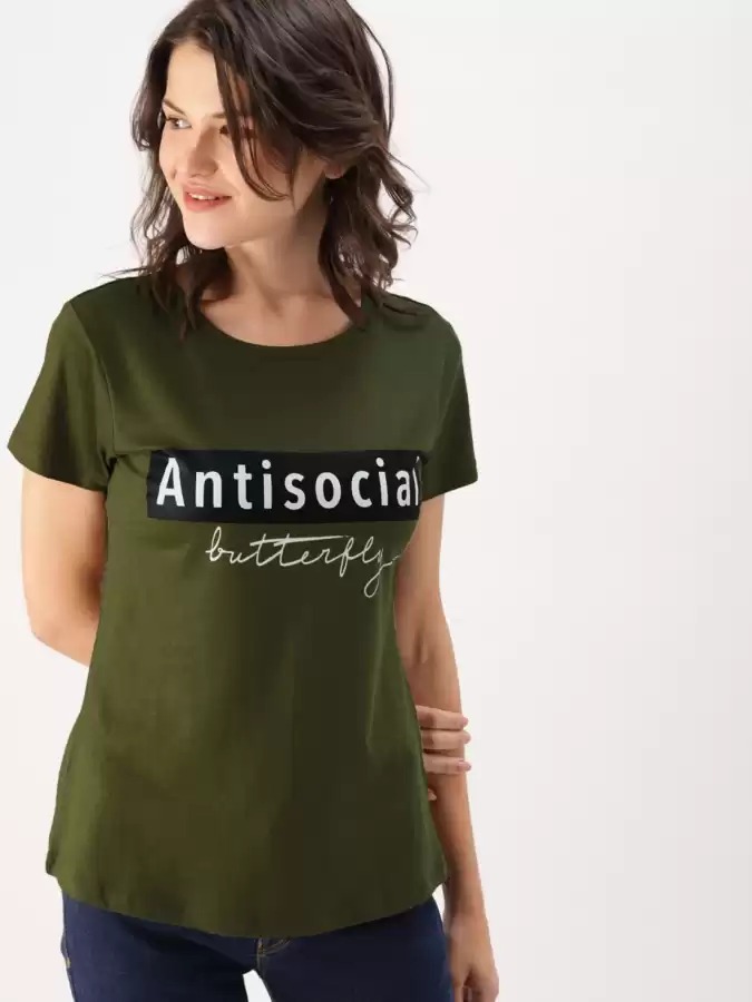 Dressberry  Printed Women Round Neck T-Shirt