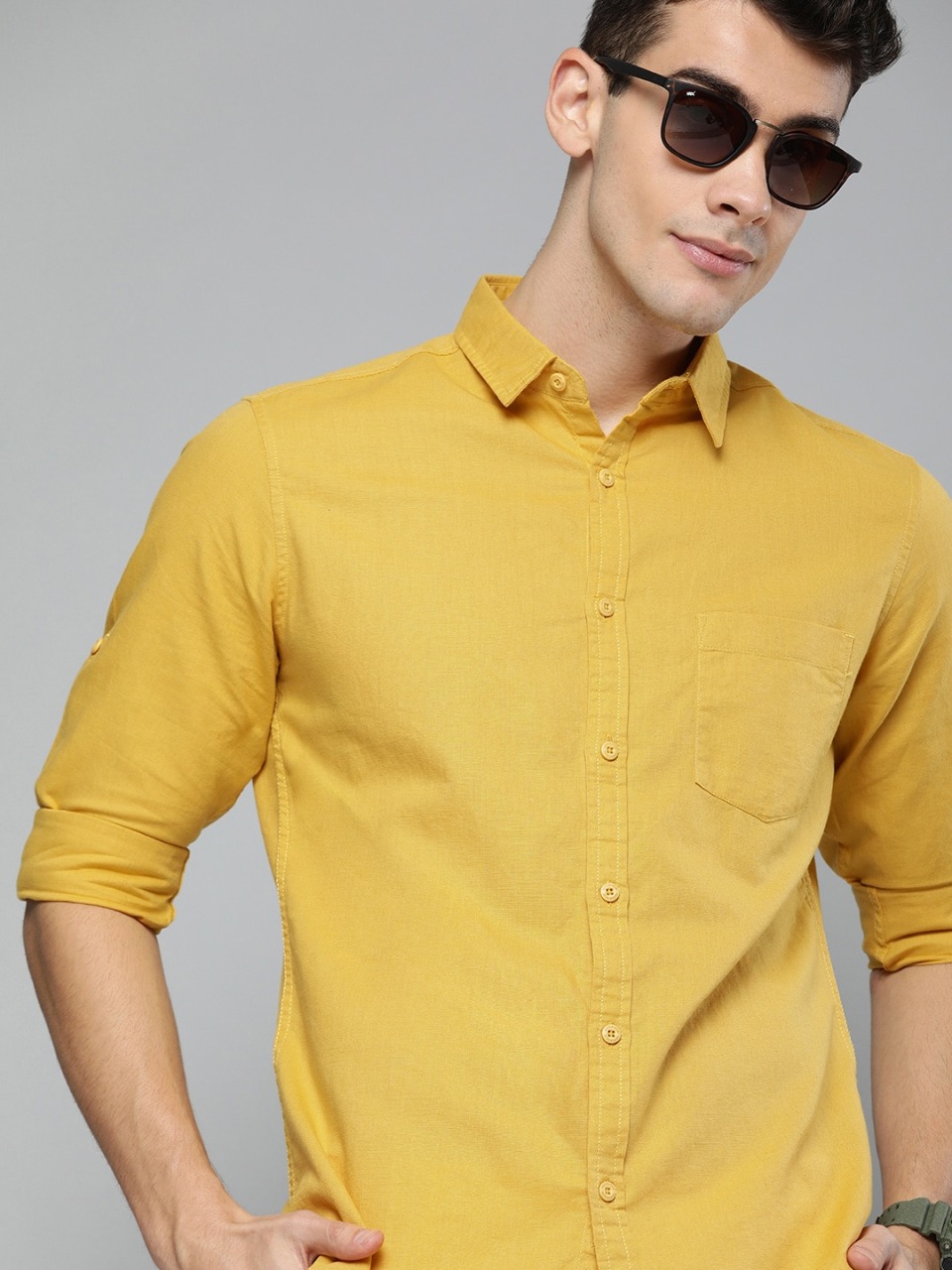 HERE&NOW Men Slim Fit Solid Casual Shirt