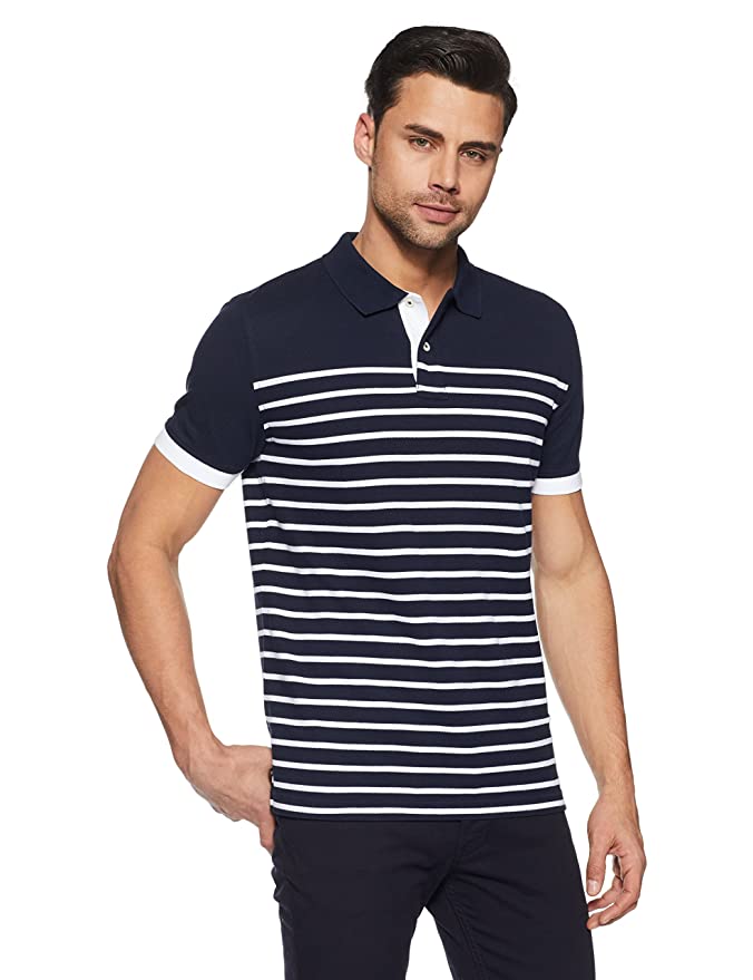 Tommy Hilfiger Men's Striped Regular Fit Polo T Shirt