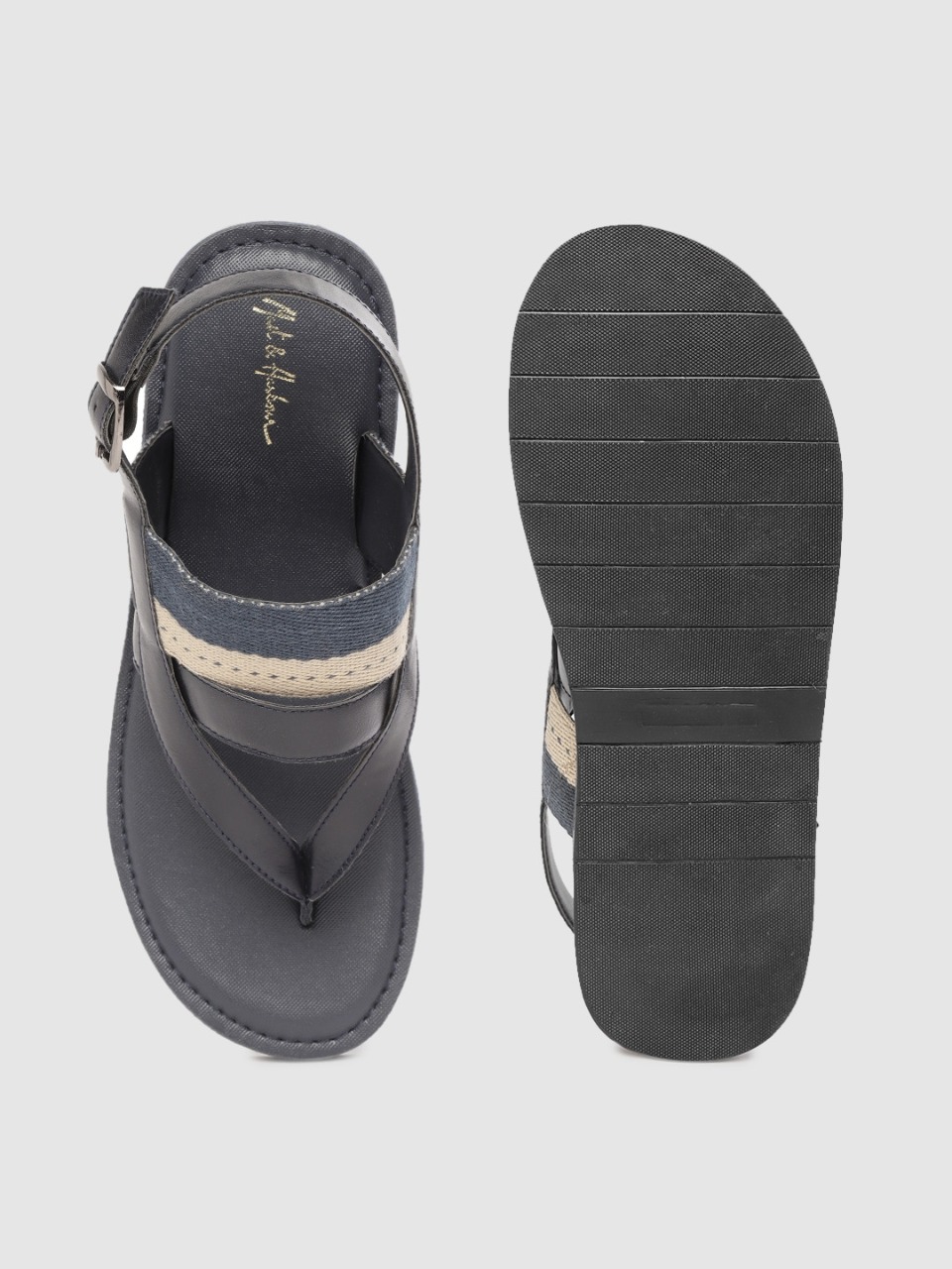 Mast & Harbour Men Striped Comfort Sandals