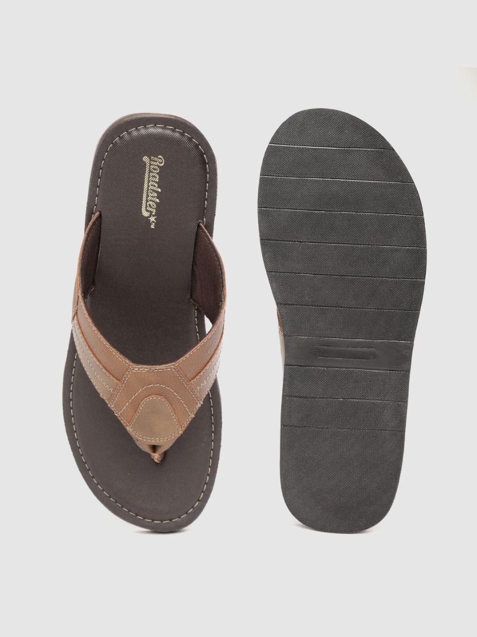 Roadster Men Brown Solid Comfort Sandals