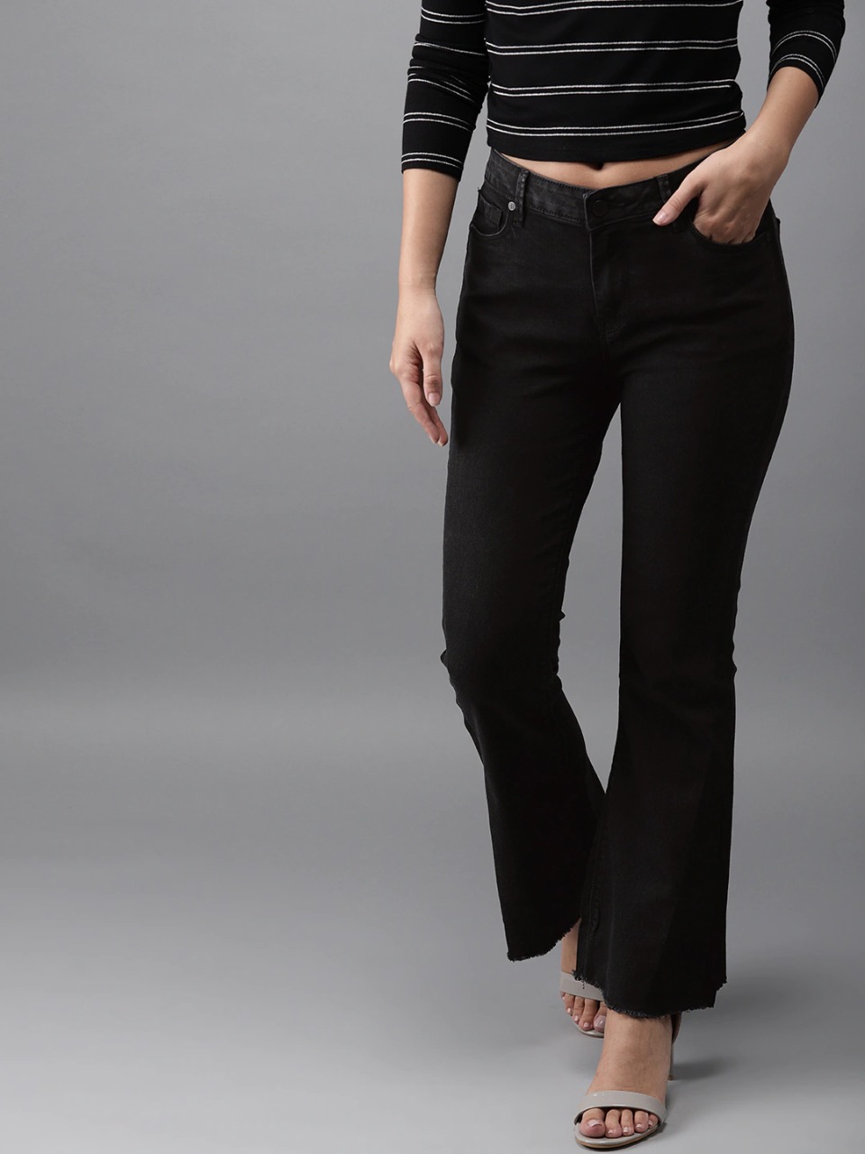 HERE&NOW Women Bootcut Regular Fit Mid-Rise Clean Look Stretchable Jeans