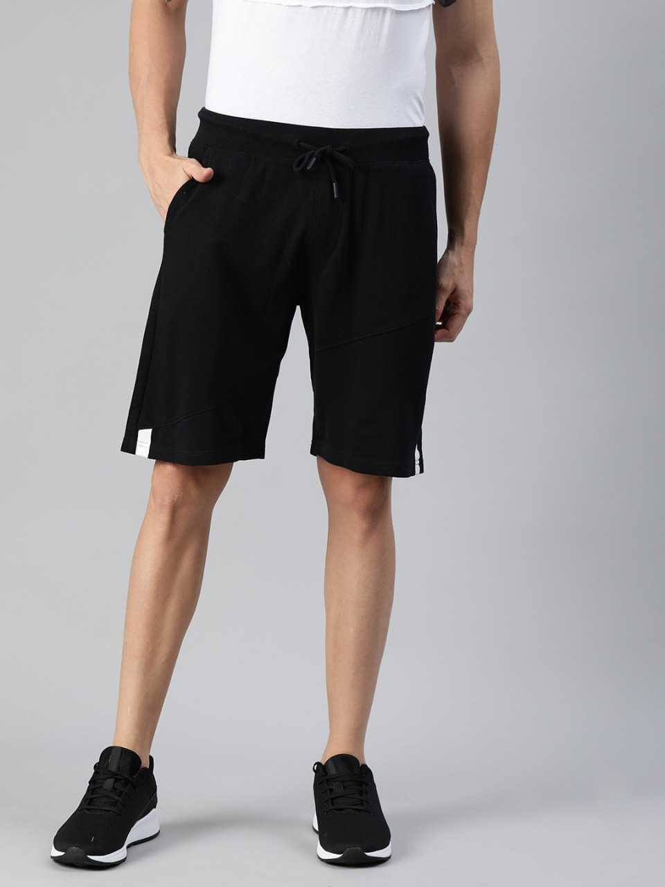 WROGN Men Black Solid Slim Fit Shorts