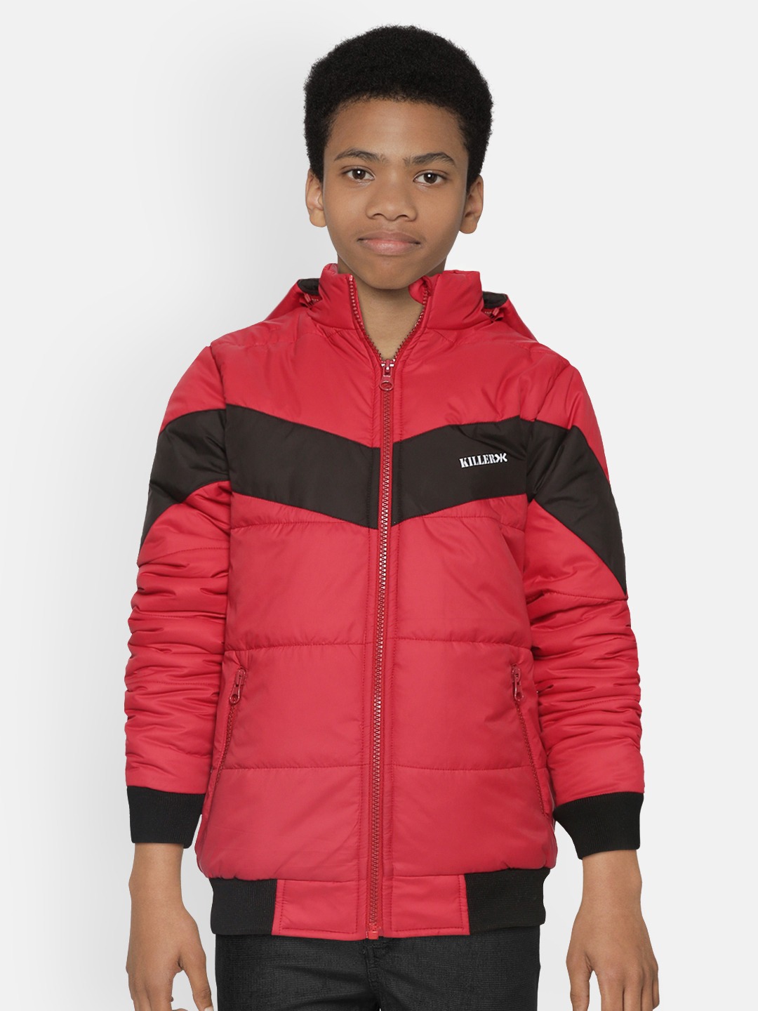 Killer Boys Colourblocked Bomber Jacket with Detachable Hood