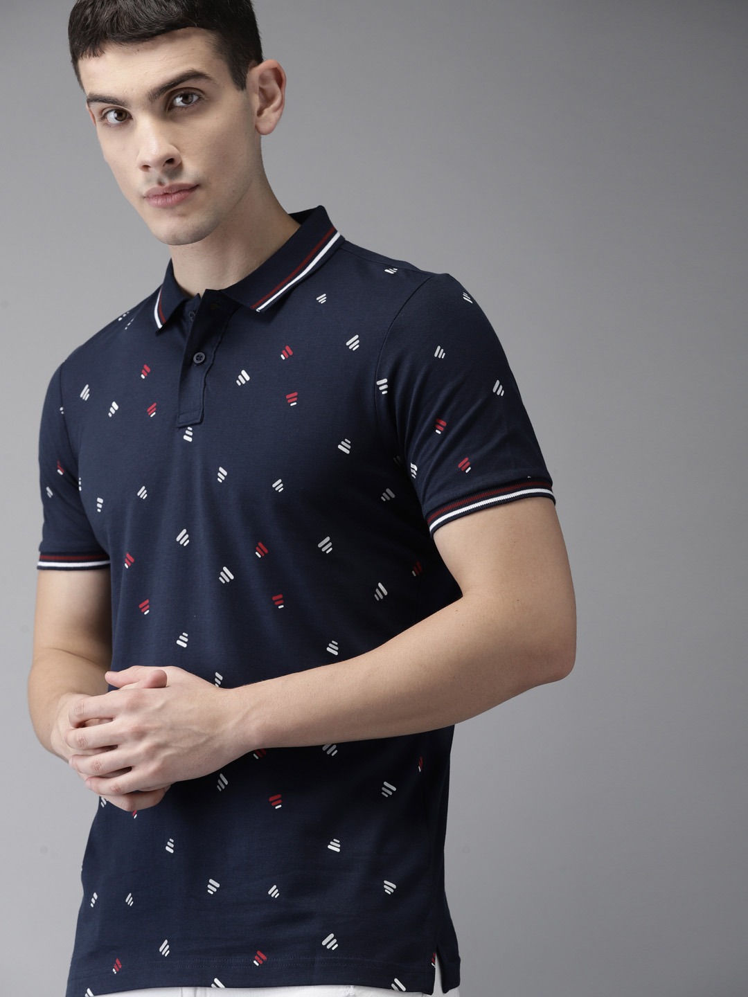 Moda Rapido Men Printed Polo Collar Pure Cotton T-shirt