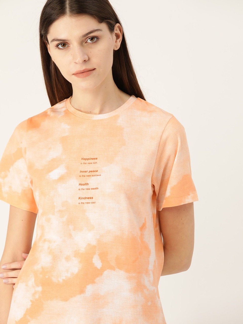 ether Women Dyed Round Neck Pure Cotton T-shirt