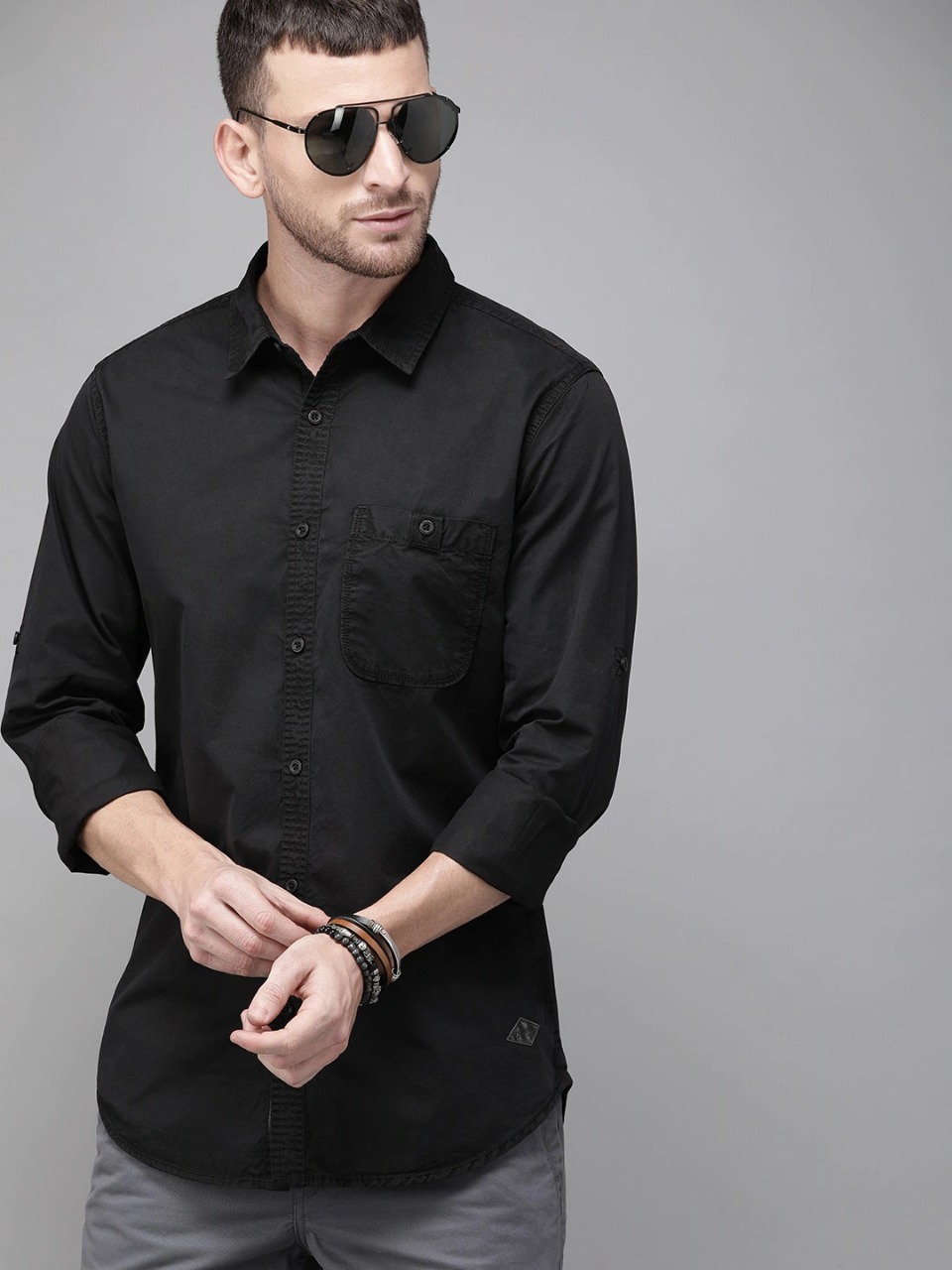 Roadster Men Regular Fit Solid Sustainable Casual Shirt