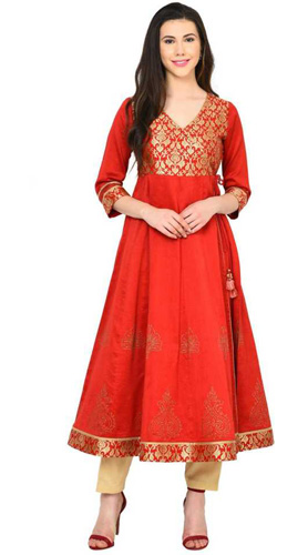 Rangriti  Women Solid Polycotton Anarkali Kurta