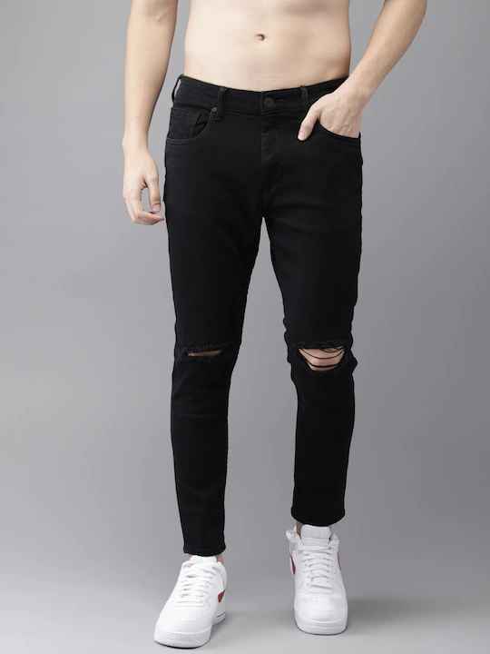 Moda Rapido Men Ankle Slim Tapered Fit Mid-Rise Slash Knee Stretchable Jeans