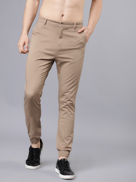 HIGHLANDER Men Khaki Slim Fit Joggers