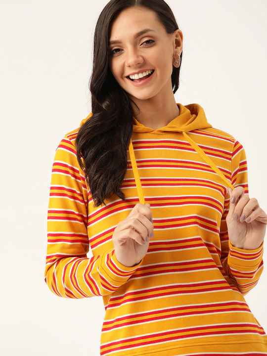 DressBerry Women Striped Hooded Sweatshirt