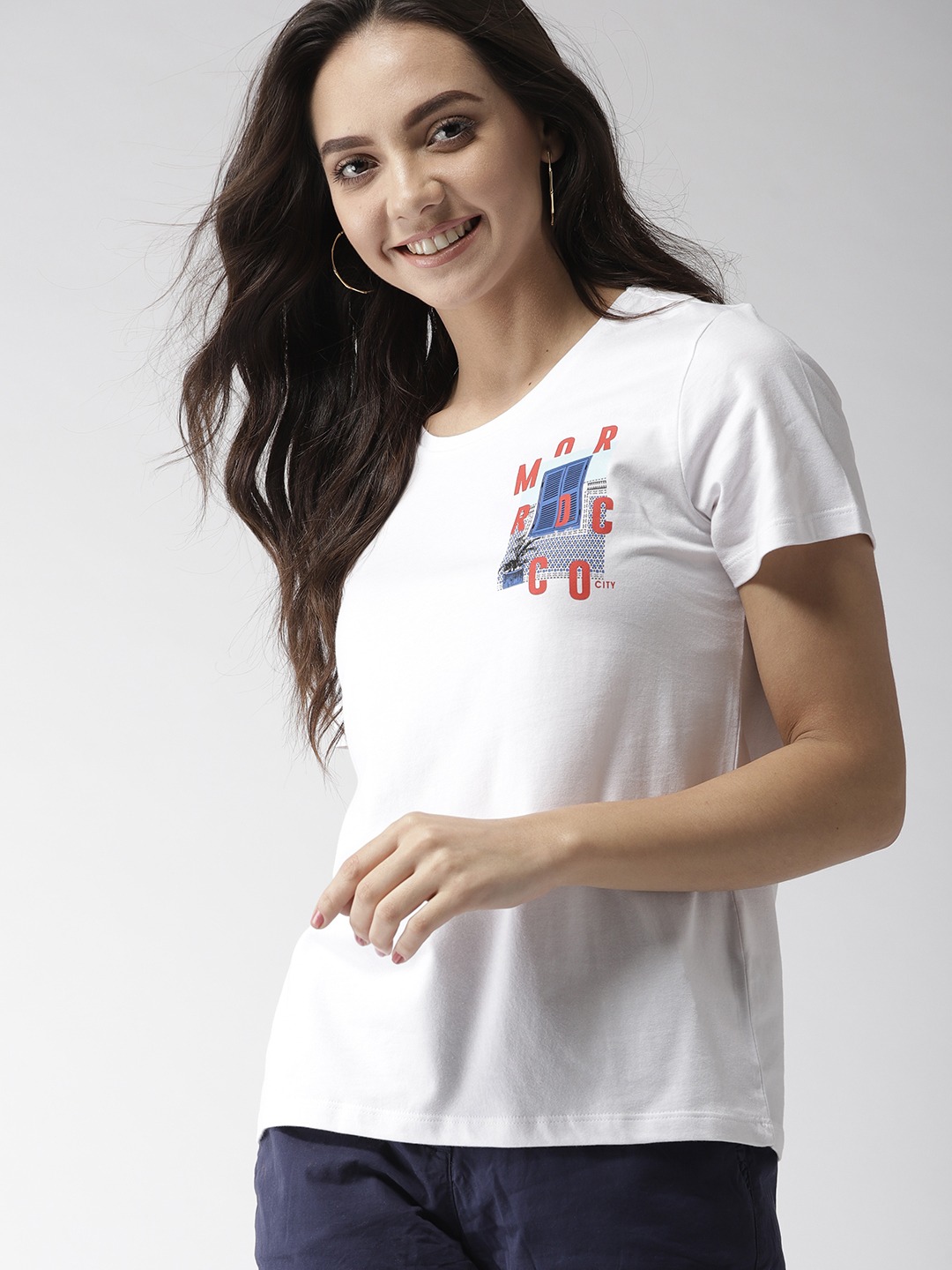 Mast & Harbour WomenSolid Round Neck T-shirt