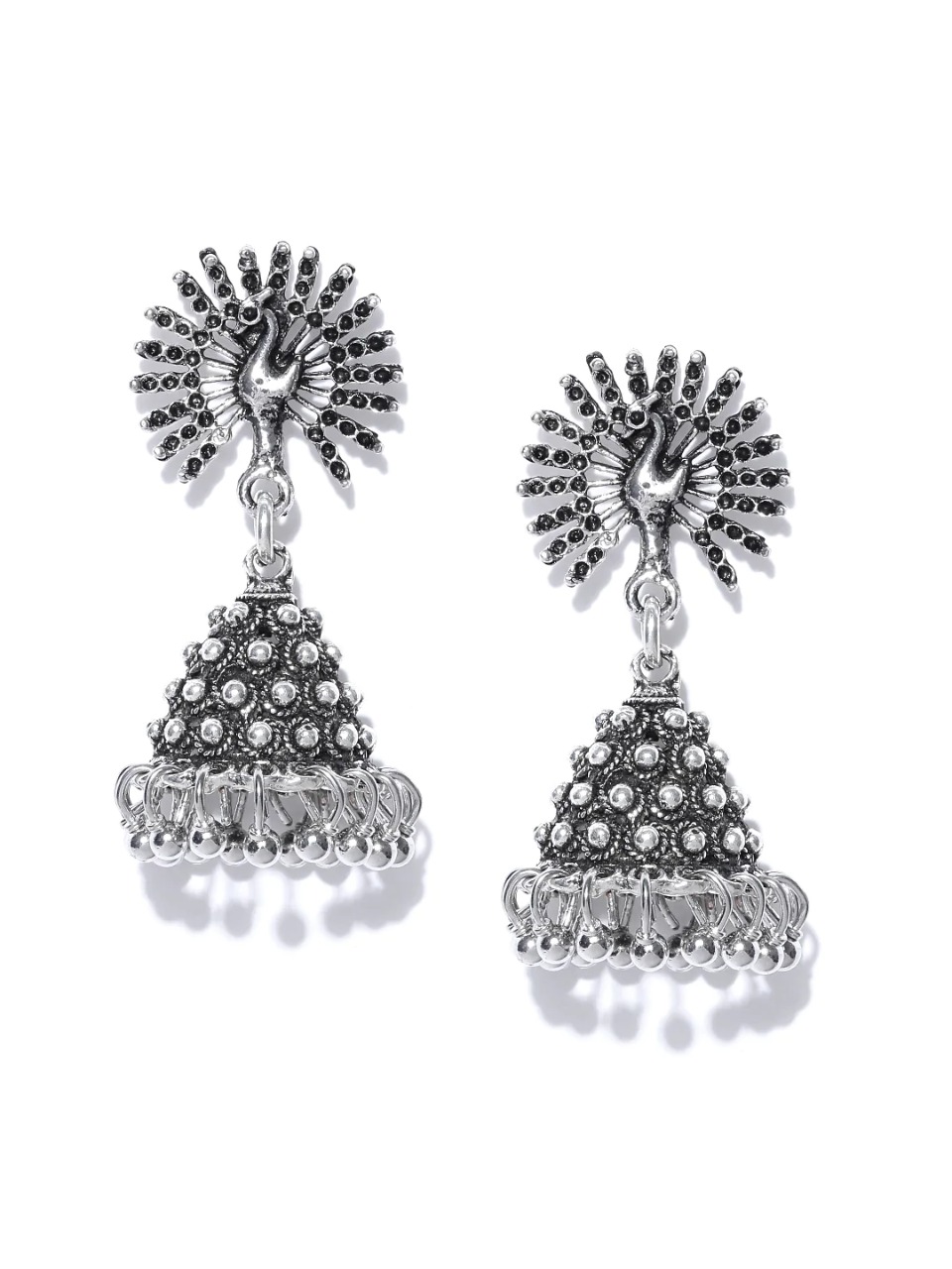 Dancing Peacock Fancy Party Wear Jhumki Earrings