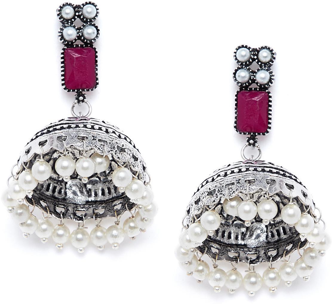 PANASH Silver-plated Oxidised Jhumka Earring