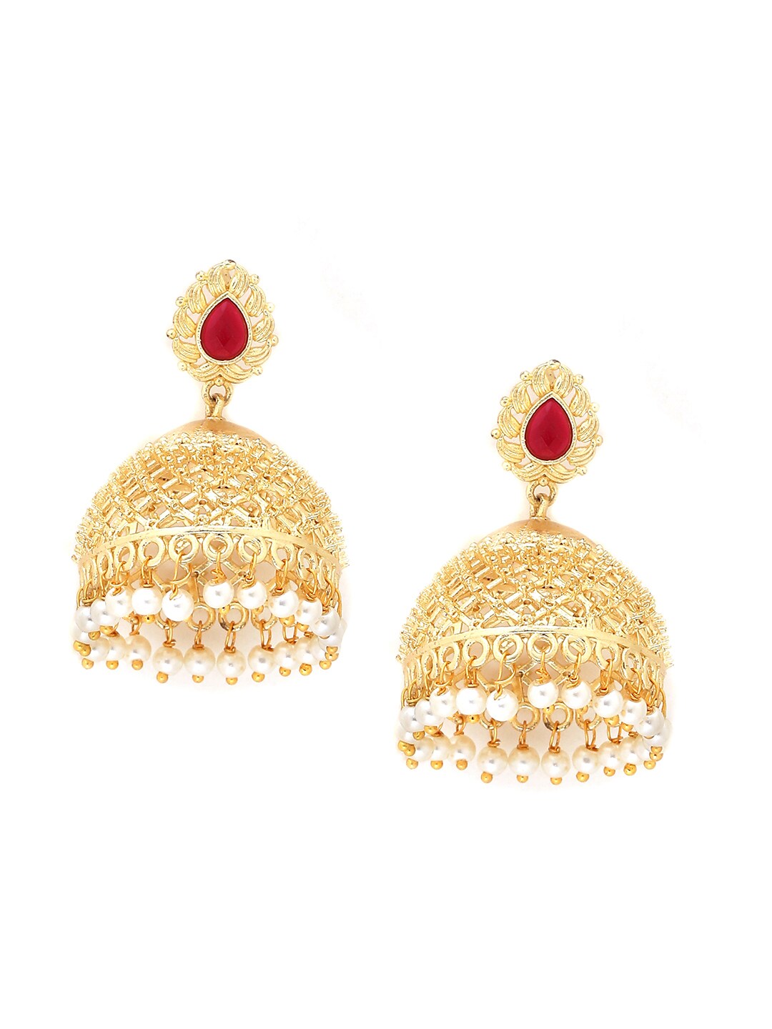 Voylla Gold-Toned Dome Shaped Jhumkas