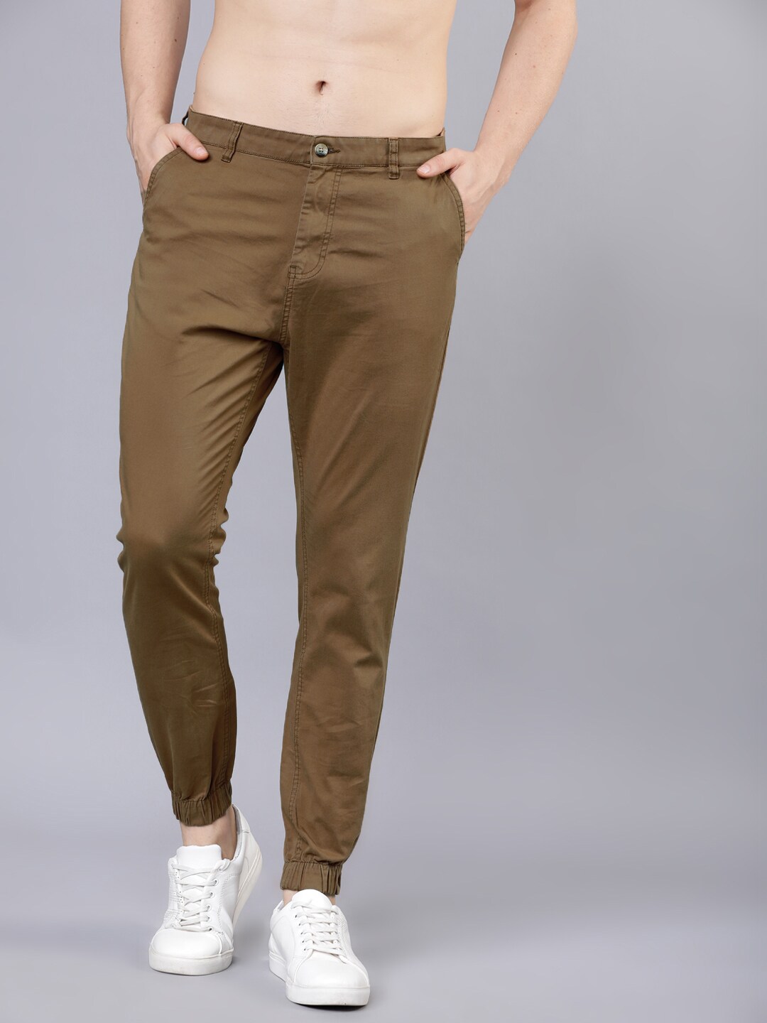 HIGHLANDER Men Khaki Slim Fit Joggers