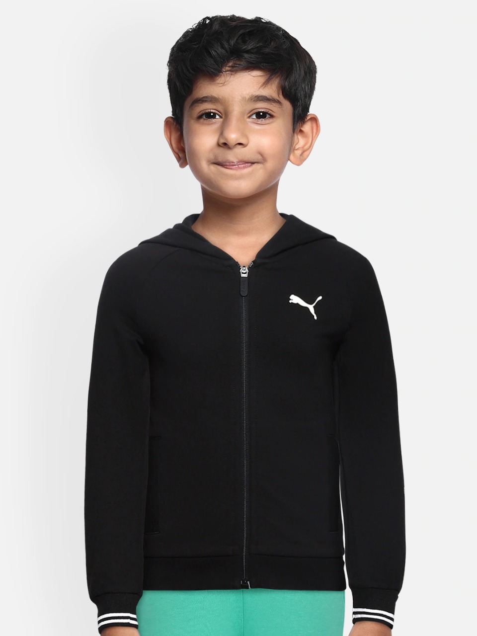 PUMA Boys Black Solid Hooded Sweatshirt