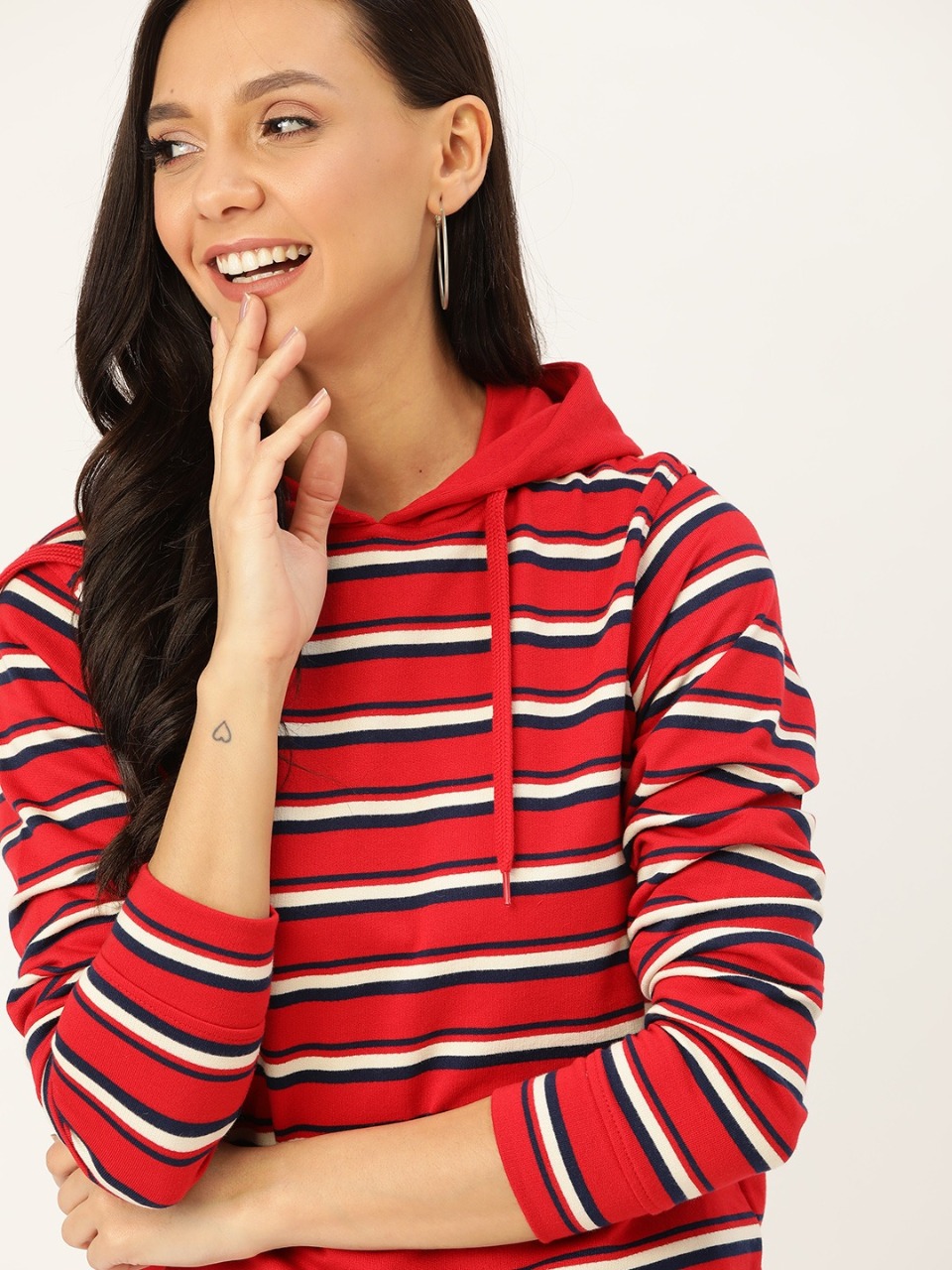 DressBerry Women Striped Hooded Sweatshirt