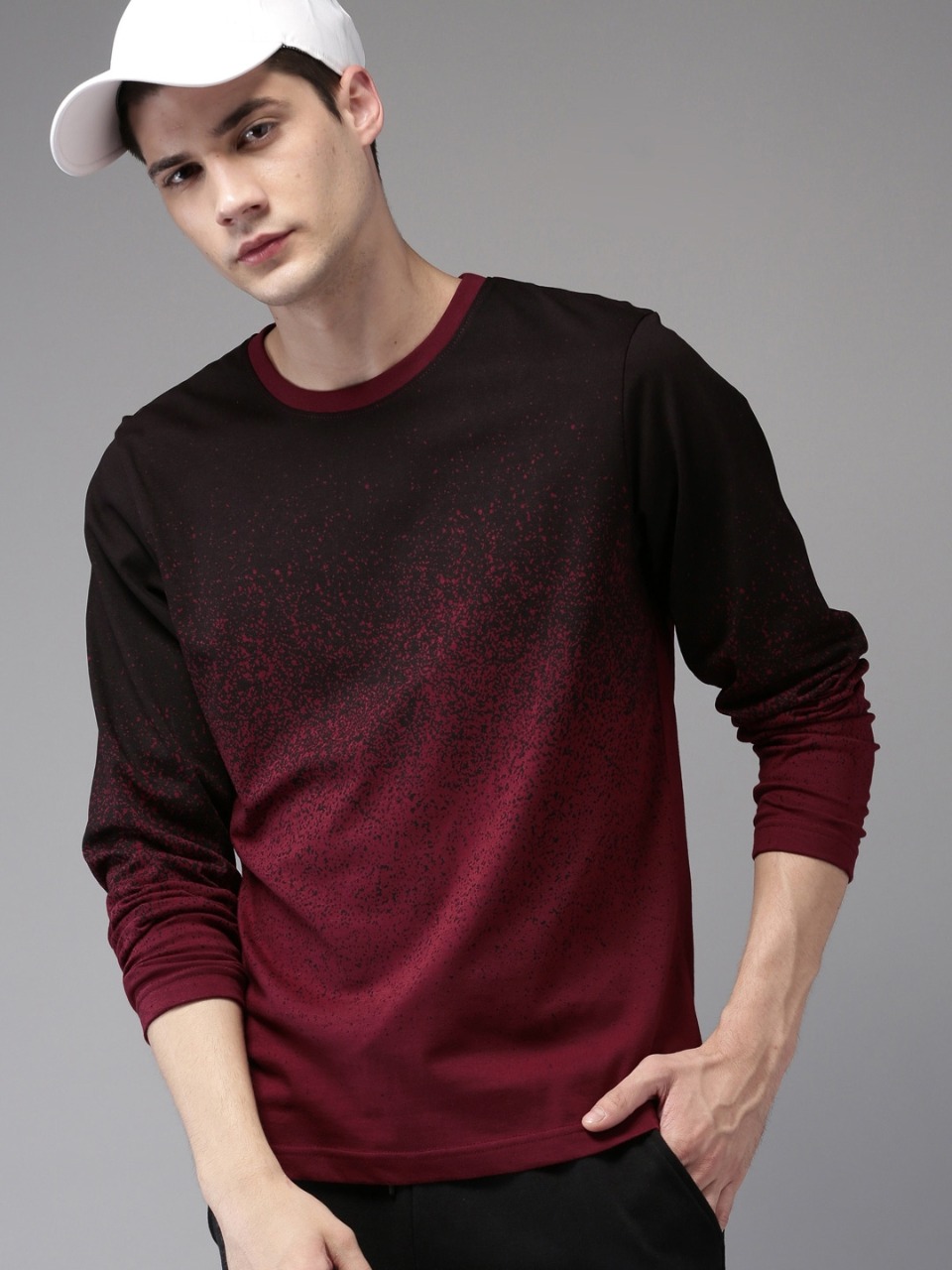 Moda Rapido Men Maroon Printed Cotton Pure Cotton T-shirt