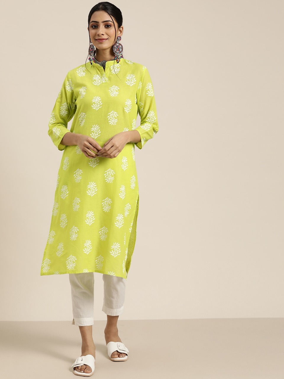 Sangria Women Printed Pure Cotton Straight Kurta