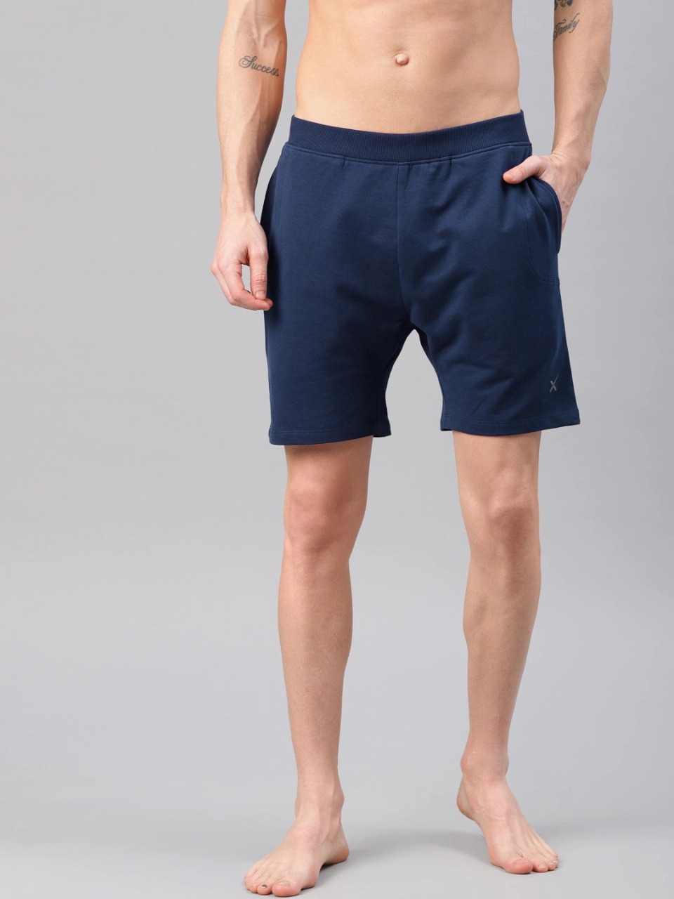 HRX Men Blue Solid Regular Fit Yoga Sustainable Shorts