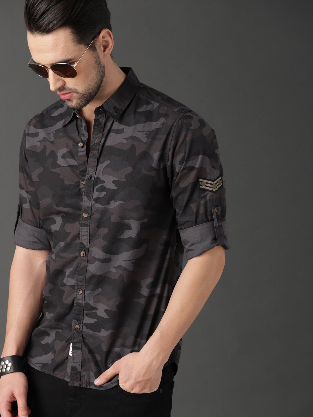 Roadster Men Camouflage Printed Casual Sustainable Shirt