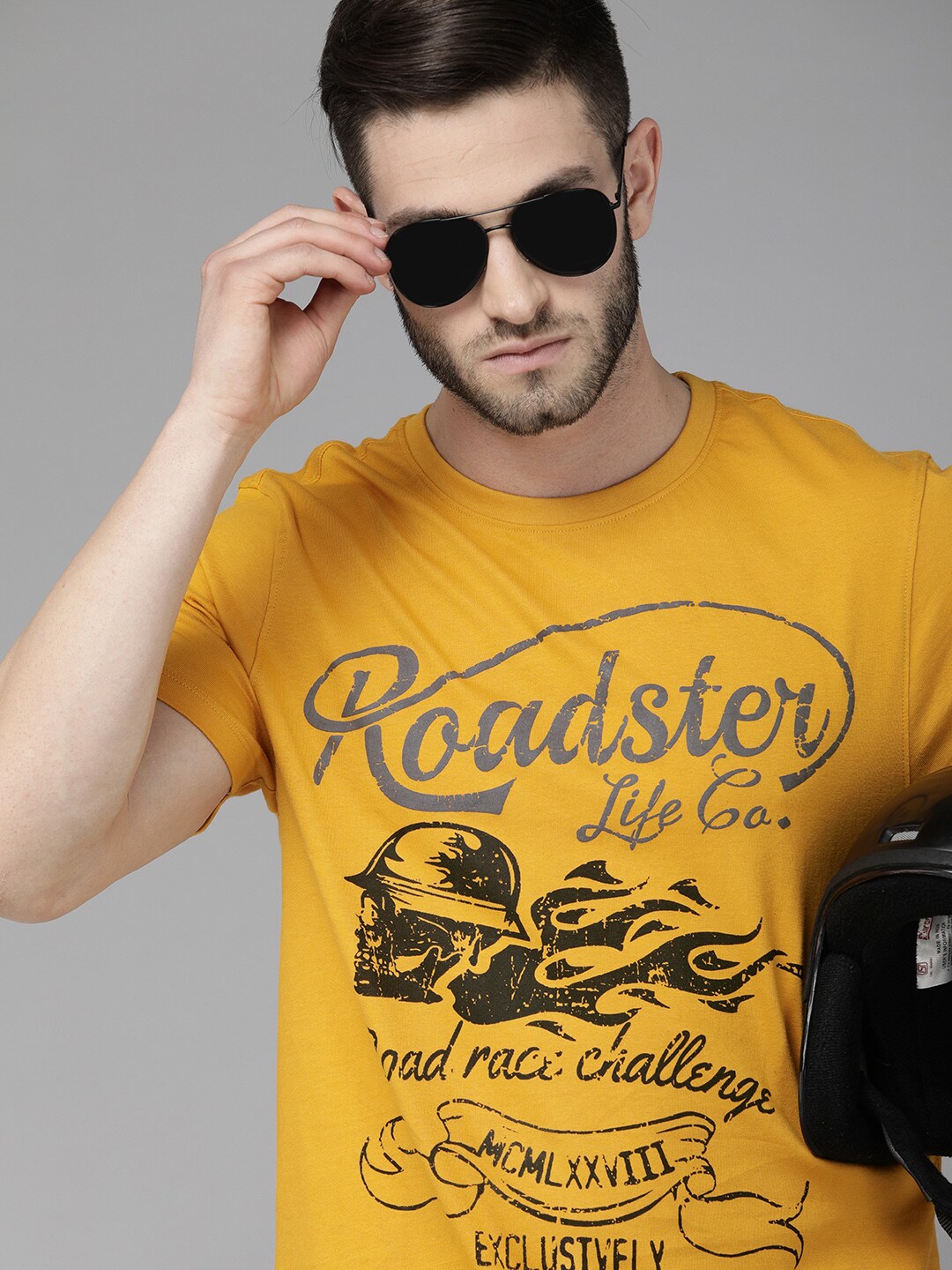 Roadster Printed Cotton Pure Cotton T-shirt