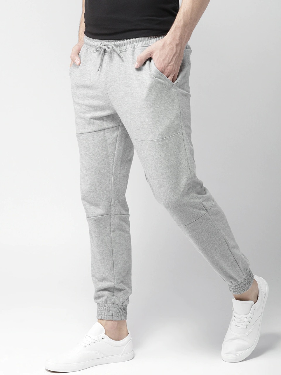 Mast & Harbour Grey Melange Solid Track pants