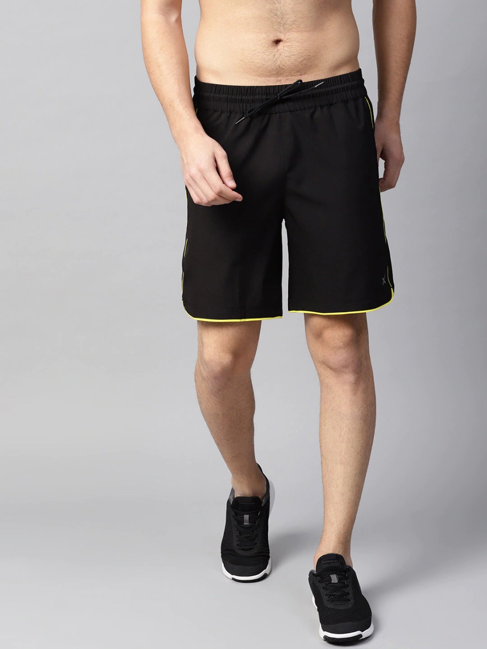 HRX Men Black Solid Regular Fit Sports Shorts