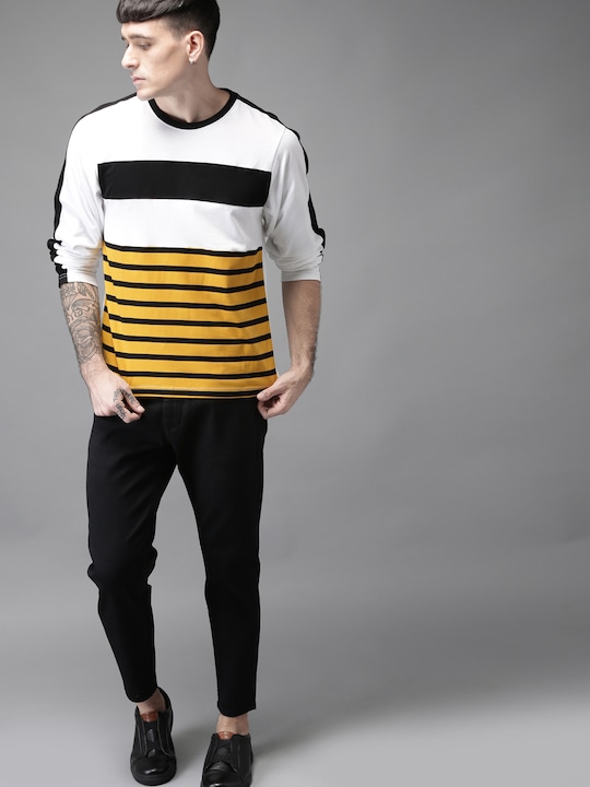 Moda Rapido Striped Round Neck T-shirt