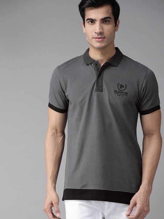  Roadster Men Solid Polo Collar T-shirt