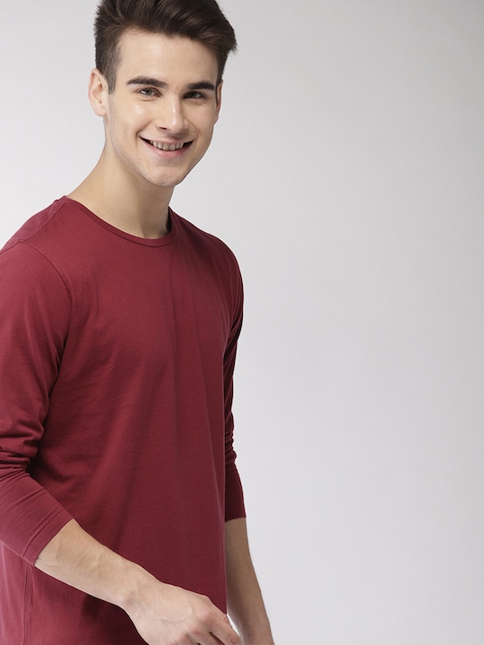 Mast & Harbour Men Solid Round Neck T-shirt