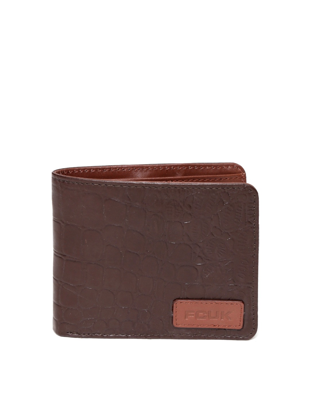  French Connection Men  Croc-Textured Two Fold Wallet