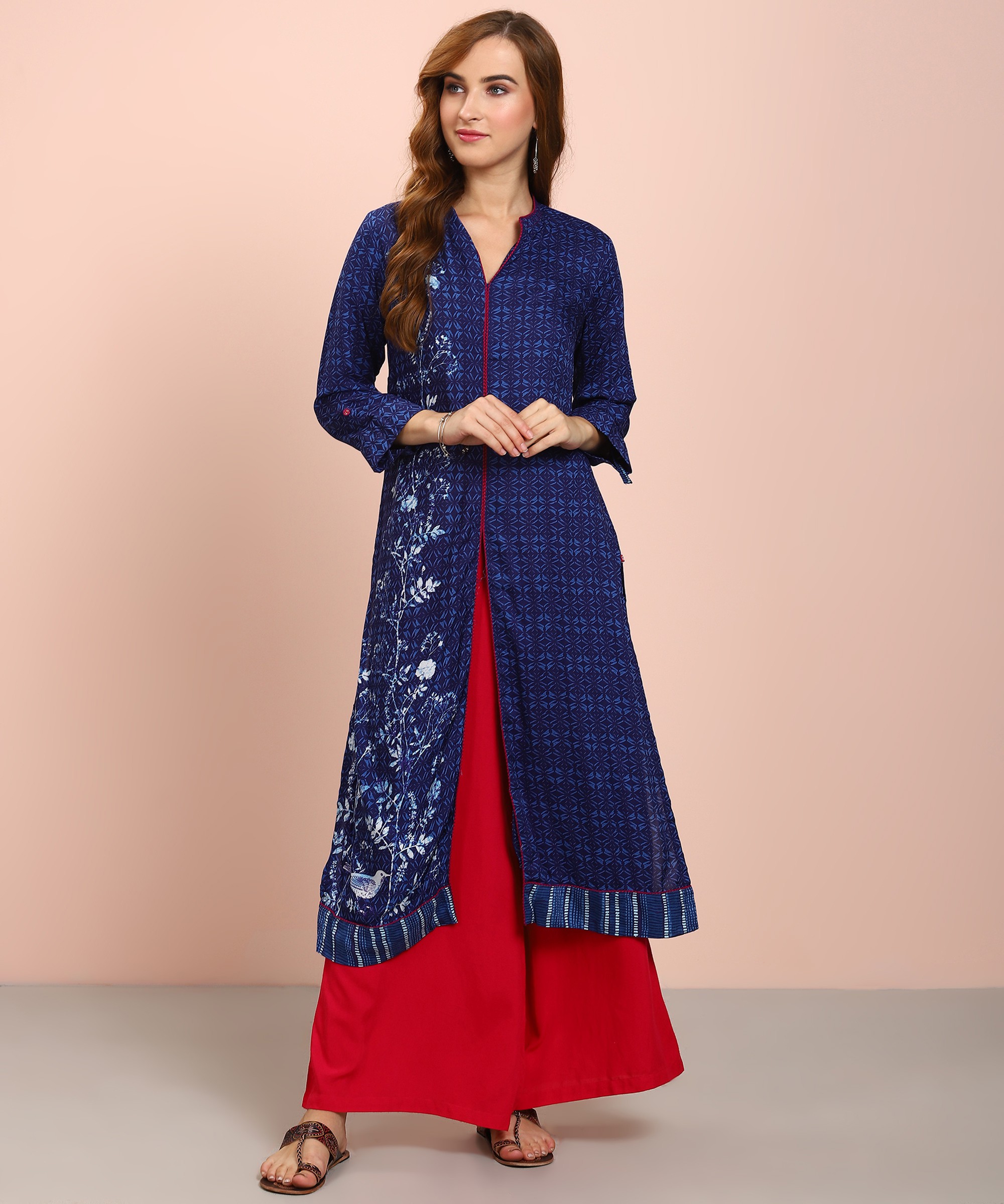 BIBA  Women Printed Viscose Rayon Frontslit Kurta