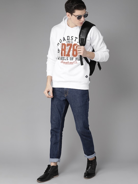 Roadster Men Printed Hooded Sweatshirt